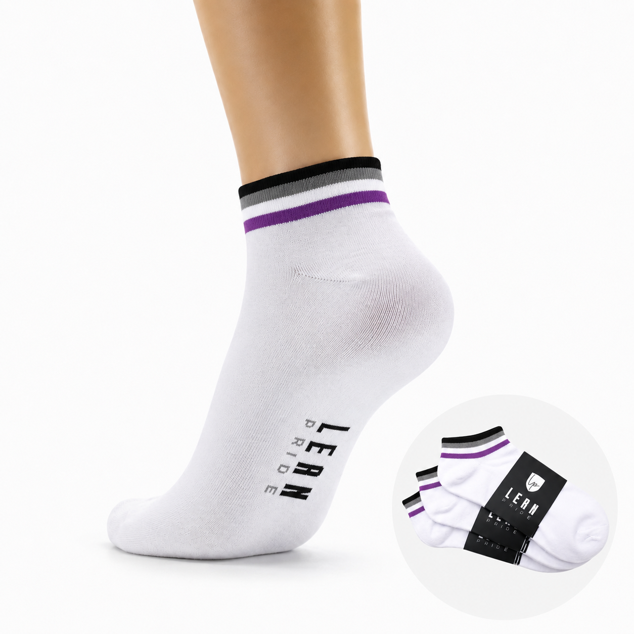 3x Pride Sneaker-Socken (Asexuell)
